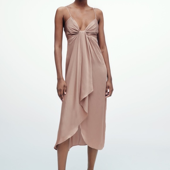satin maxi dress zara Zara Brown Satin Maxi Dress by ZARA